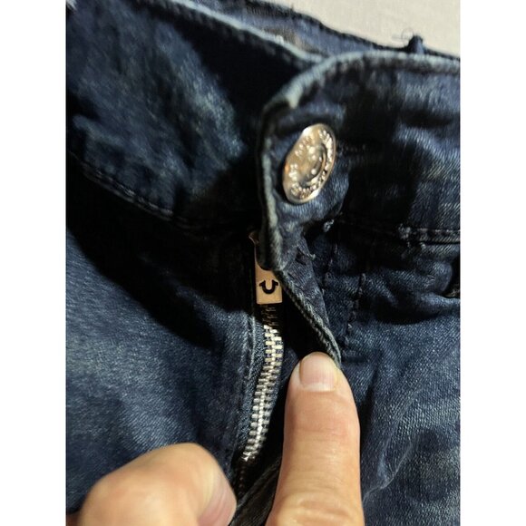 True Religion Geno Relaxed‎ Slim Jeans Mens 34x25 Blue Dark Wash Flap Pockets. - Picture 4 of 12